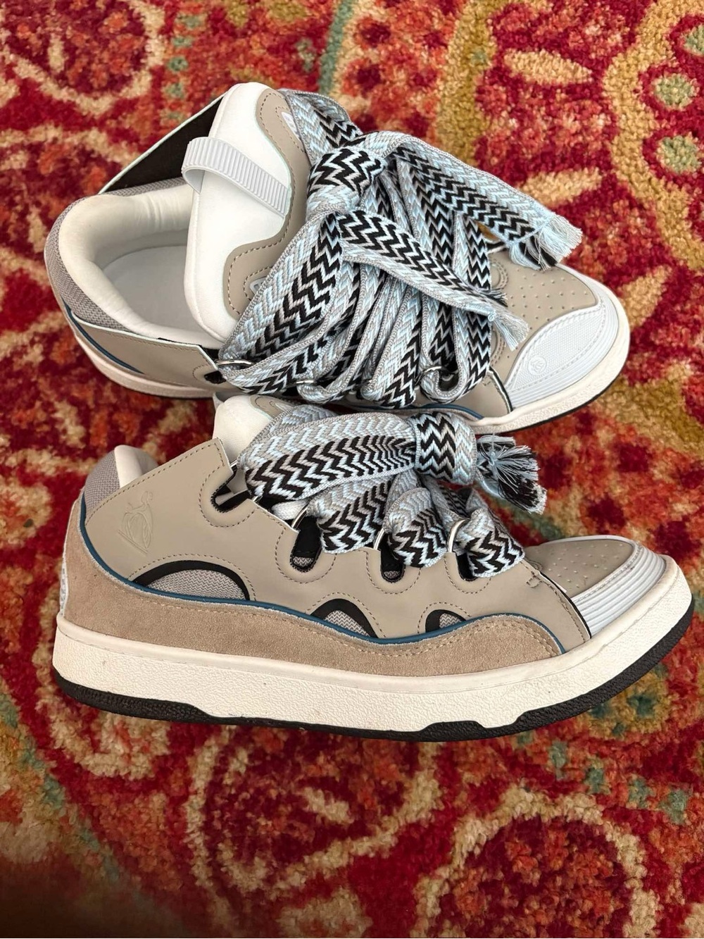 Mens Neutral Beige Chunky Lace-Up Sneakers